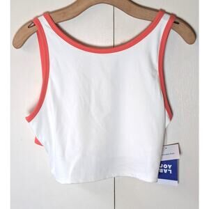 JoyLab White & Orange Cross BackTank Top Large